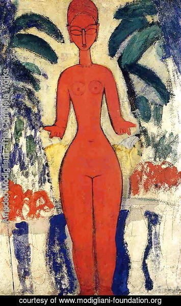 Amedeo Modigliani - Standing Nude with Garden Background