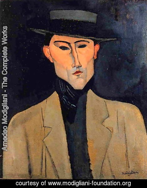 Amedeo Modigliani - Portrait of a Man with Hat (aka Jose Pacheco)