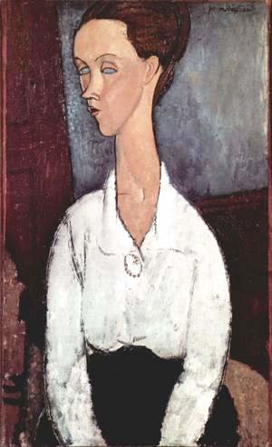 Amedeo Modigliani - Portrait of Lunia Czechowska with white blouse