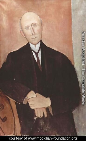 Amedeo Modigliani - Seated before an orange background man