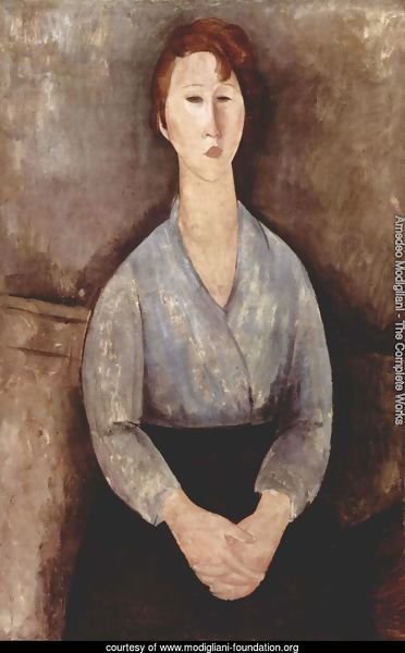 Seated Woman with a blue blouse