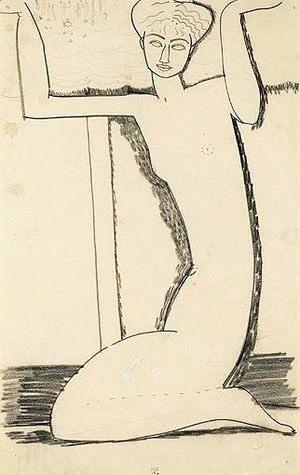 Amedeo Modigliani - Cariatide Agenouillee, Assise Sur Ses Talons
