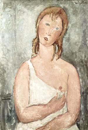 Amedeo Modigliani - Girl (Giovana Rossa) in the shirt