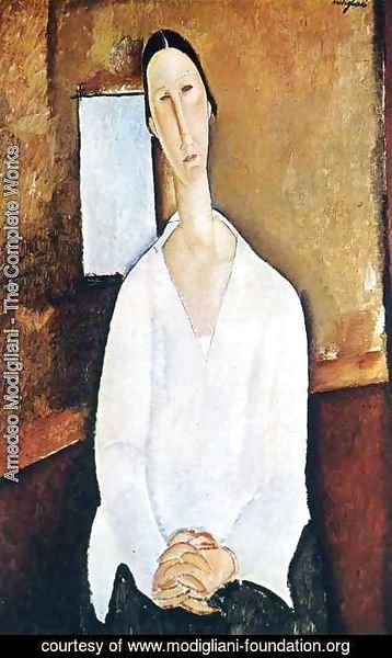 Amedeo Modigliani - Madame Zborowska with clasped hands