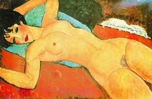 Amedeo Modigliani - Sleeping Nude With Arms Open   Red Nude