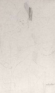 D'apres Watteau femme et arlequins