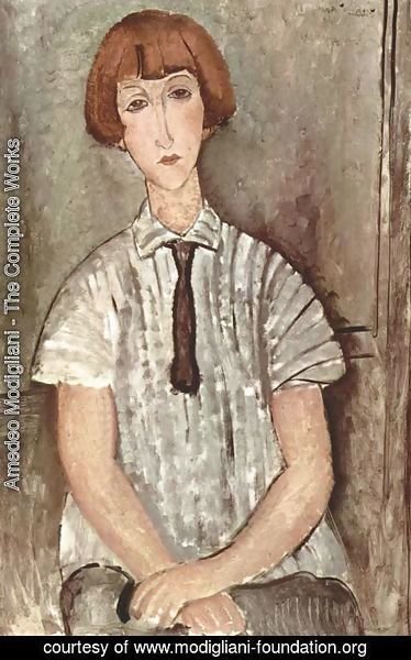Amedeo Modigliani - Young Girl in a Striped Blouse