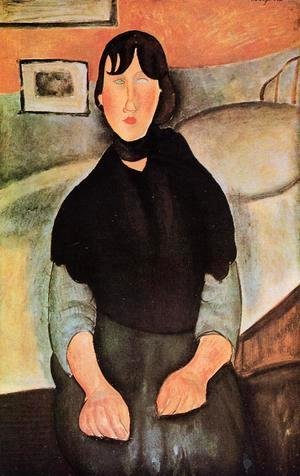 Amedeo Modigliani - Dark Young Woman Seated by a Bed