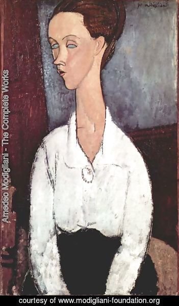 Amedeo Modigliani - Portrait of Lunia Czechowska with white blouse