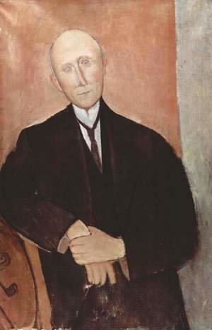 Amedeo Modigliani - Seated before an orange background man