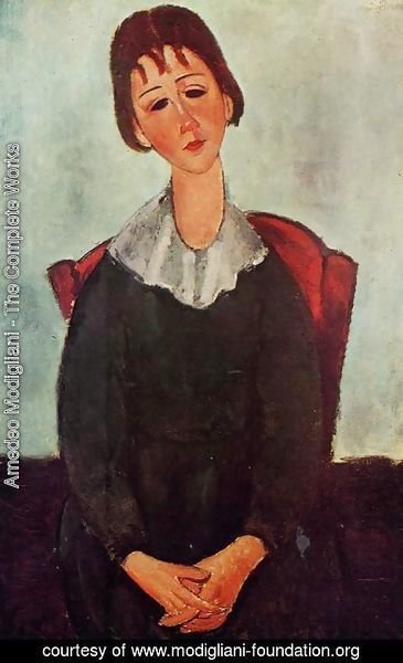 Amedeo Modigliani - Girl on a Chair (aka Mademoiselle Huguette) 1918