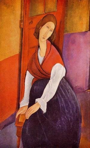 Amedeo Modigliani - Jeanne Hebuterne (aka In Front of a Door) 1919