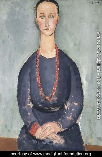 Amedeo Modigliani - Donna con collana rossa