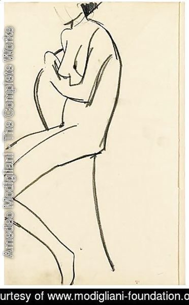 Amedeo Modigliani - Nu Assis Sur Une Chaise, De Trois-Quarts