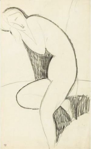 Amedeo Modigliani - Femme Nue De Profil, Penchee En Avant, Endormie, La Tete Appuyee Sur Les Bras Replies