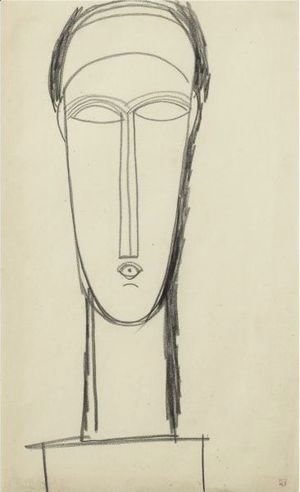 Amedeo Modigliani - Tete De Face Posee Sur Un Socle