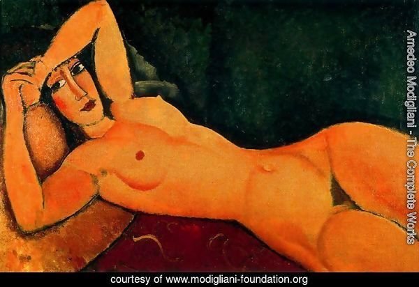 Reclining Nude With Left Arm Resting On Forehead
