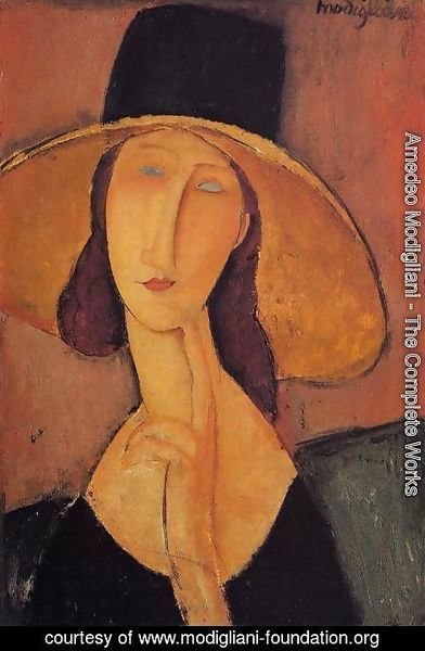 Amedeo Modigliani - Portrait Of Woman In Hat   Jeanne Hebuterne In Large Hat