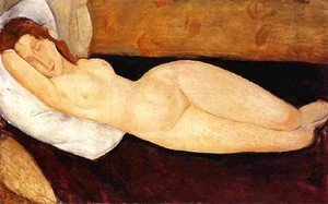 Amedeo Modigliani - Reclining Nude  Head Resting On Right Ar Nude Restin M Aka Nude On A Couch